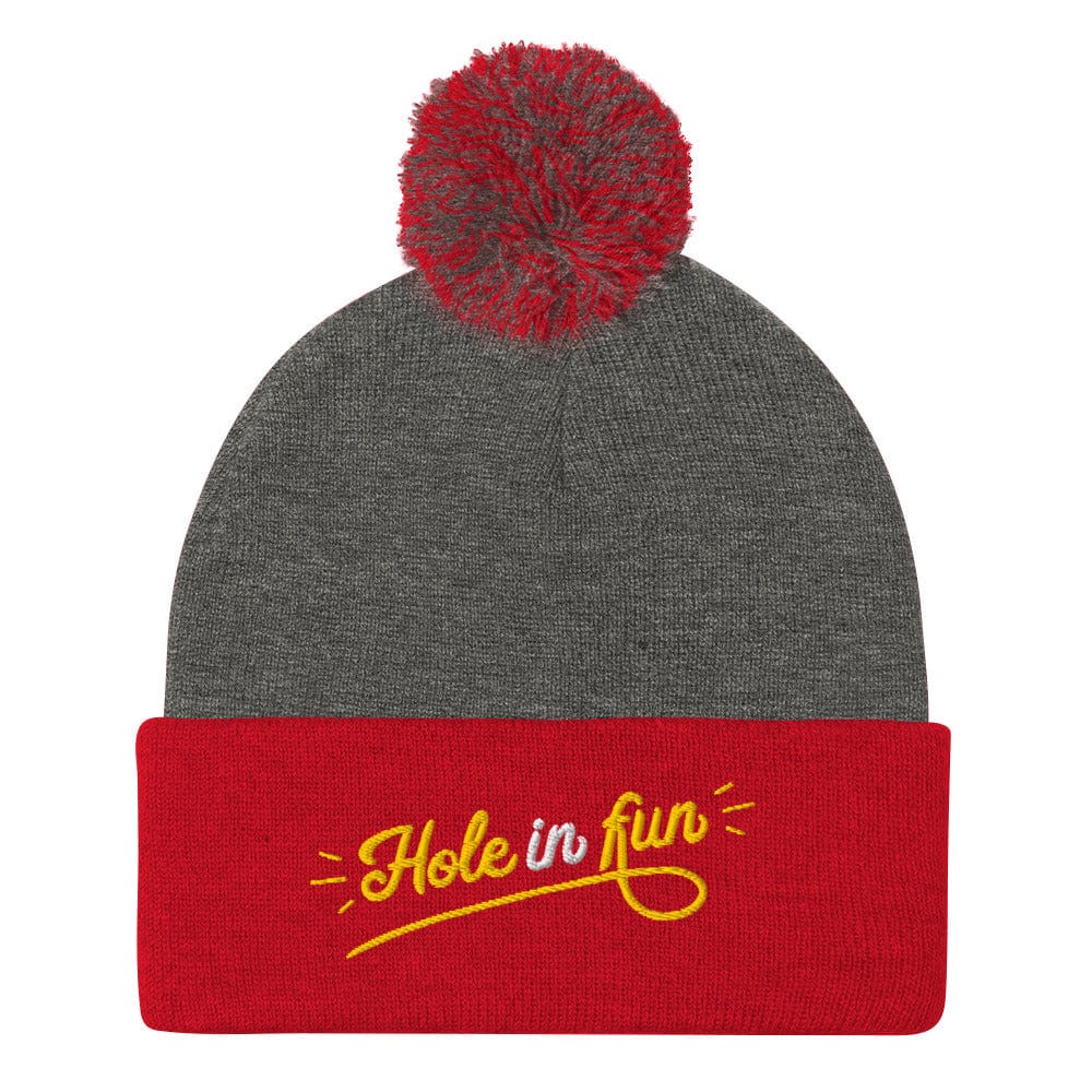 Hole in Fun Embroidered Golf Pom-Pom Beanie - Funny Golf Tee by Swing Epic