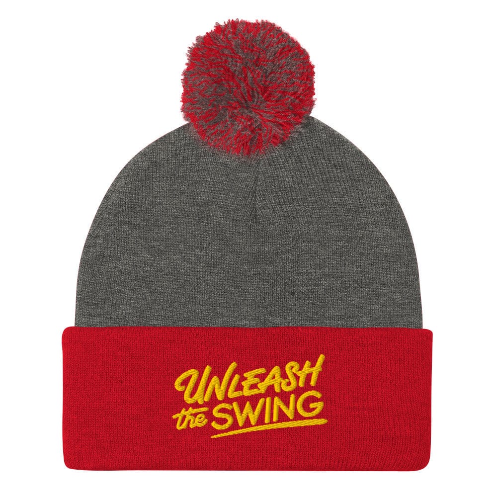 Unleash The Swing Embroidered Golf Pom-Pom Beanie - Funny Golf Tee by Swing Epic