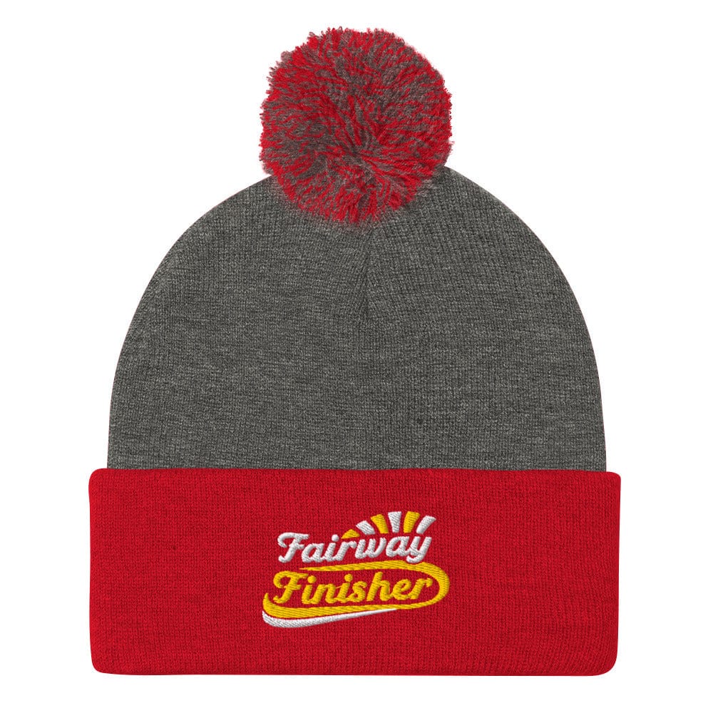 Fairway Finisher Quirky Fun Embroidered Golf Pom-Pom Beanie - Funny Golf Tee by Swing Epic