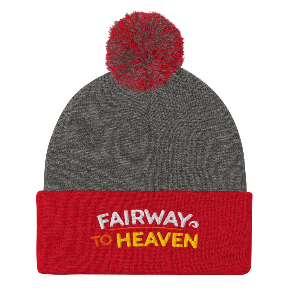 Fairway To Heaven Embroidered Golf Pom-Pom Beanie - Funny Golf Tee by Swing Epic