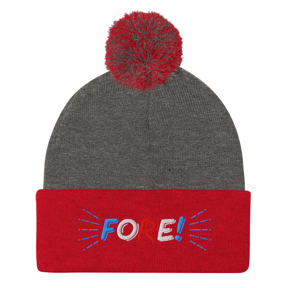 FORE! Quirky Embroidered Golf Pom-Pom Beanie - Funny Golf Tee by Swing Epic