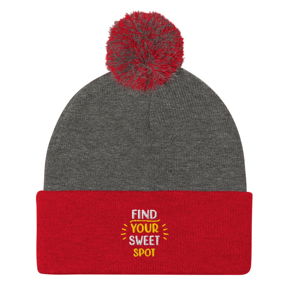 Find Your Sweet Spot Fun Embroidered Golf Pom-Pom Beanie - Funny Golf Tee by Swing Epic