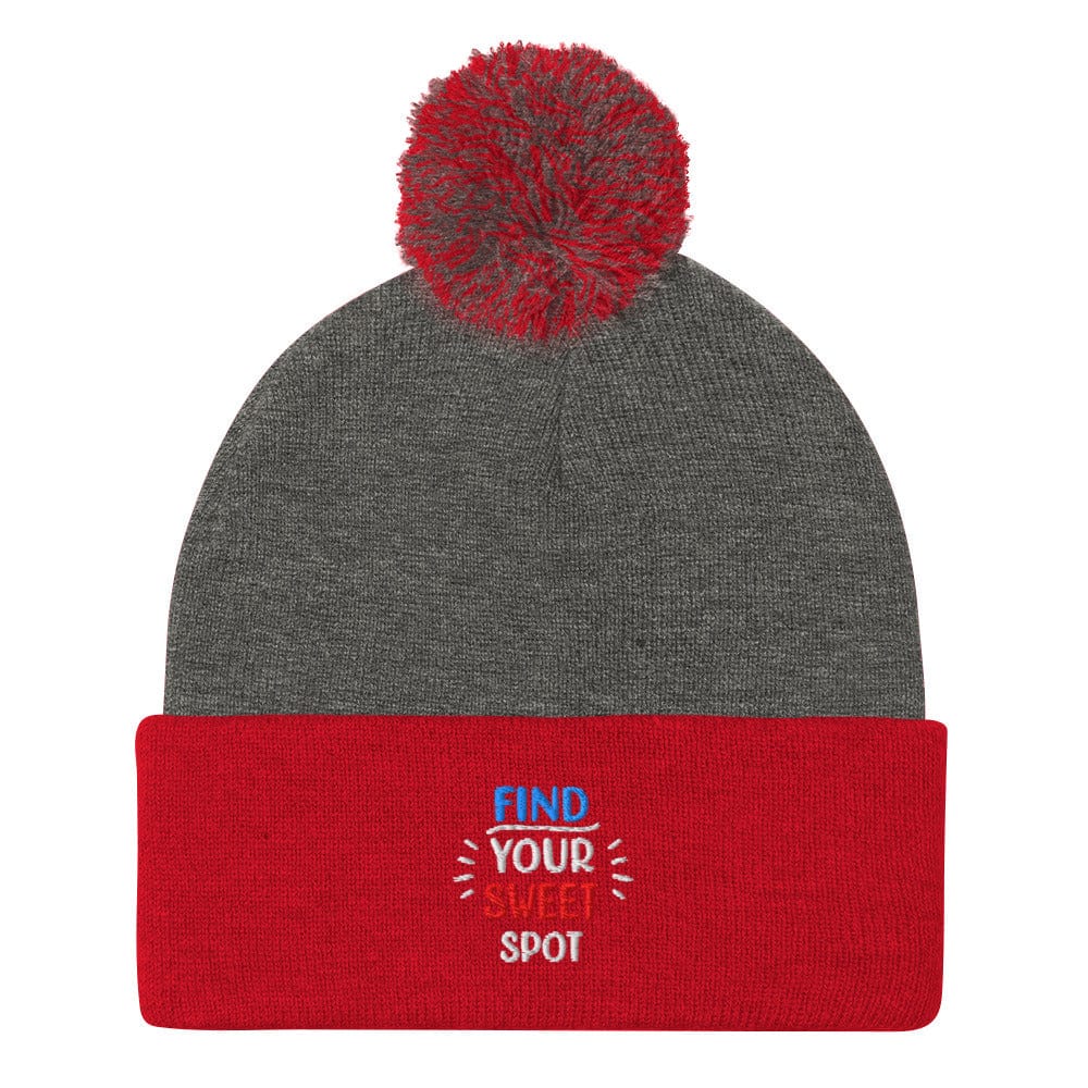 Find Your Sweet Spot Fun Embroidered Golf Pom-Pom Beanie - Funny Golf Tee by Swing Epic