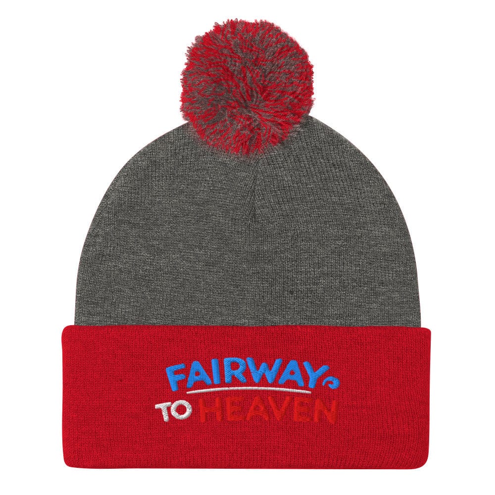 Fairway To Heaven Embroidered Golf Pom-Pom Beanie - Funny Golf Tee by Swing Epic