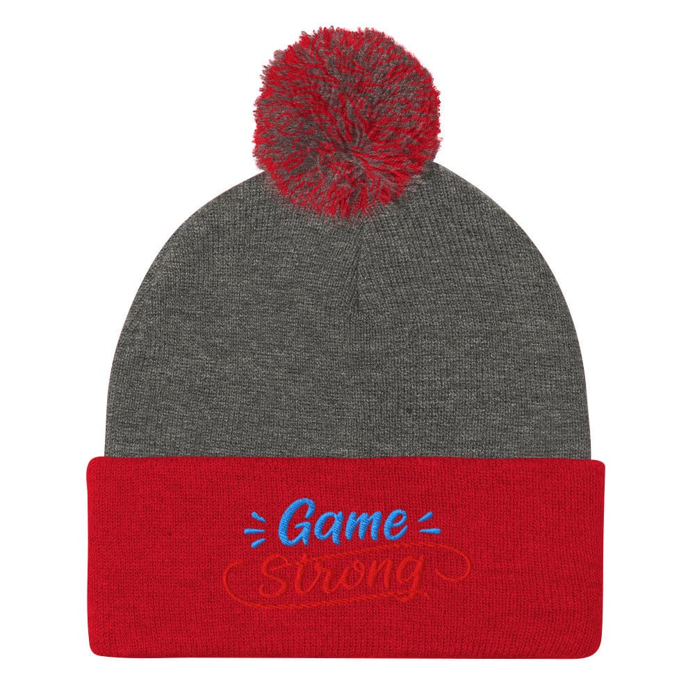Game Strong Fun Spirit Embroidered Golf Pom-Pom Beanie - Funny Golf Tee by Swing Epic