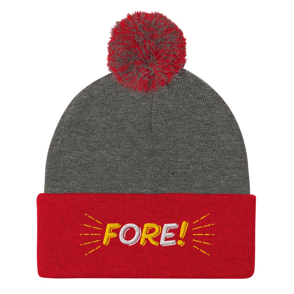 FORE! Quirky Embroidered Golf Pom-Pom Beanie - Funny Golf Tee by Swing Epic