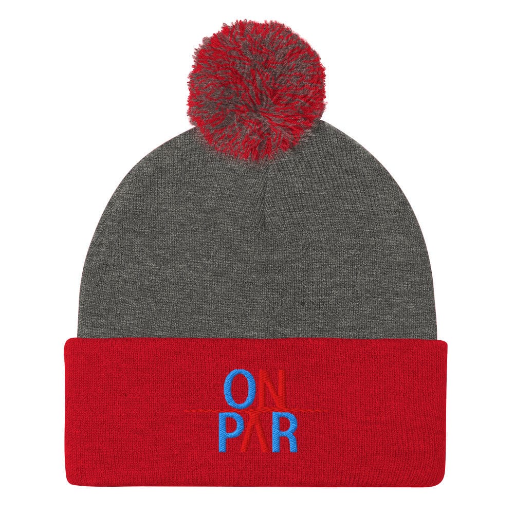 On Par Fun Embroidered Golf Pom-Pom Beanie - Funny Golf Tee by Swing Epic