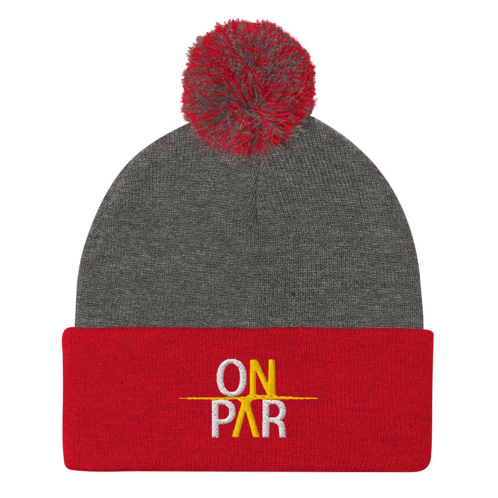 On Par Fun Embroidered Golf Pom-Pom Beanie - Funny Golf Tee by Swing Epic