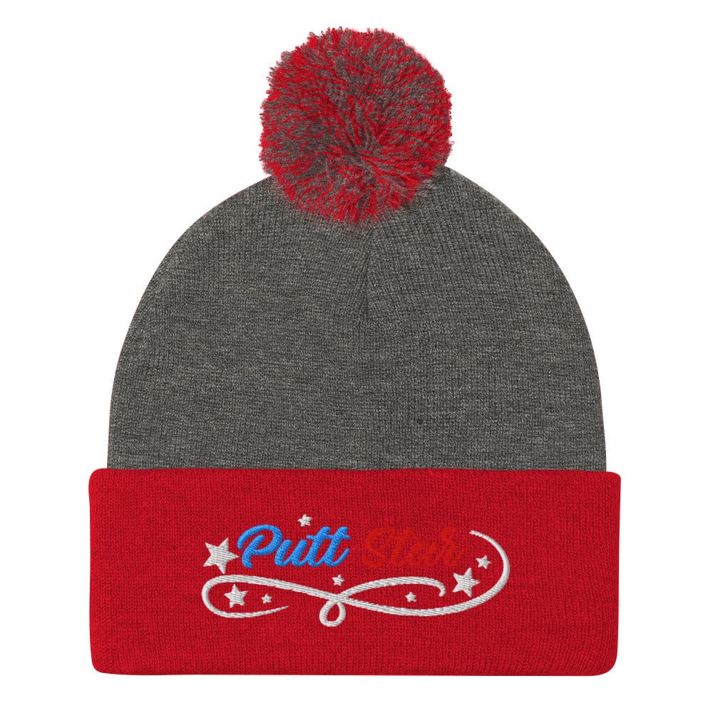 Putt Star Quirky Spirit Embroidered Golf Pom-Pom Beanie - Funny Golf Tee by Swing Epic