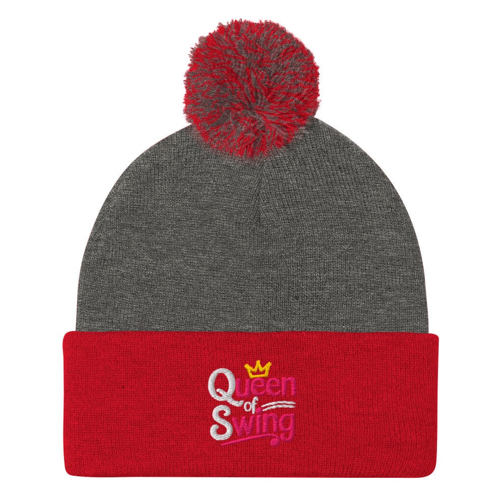 Queen of Swing Embroidered Golf Pom-Pom Beanie - Funny Golf Tee by Swing Epic