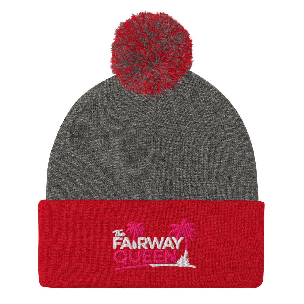 The Fairway Queen Embroidered Golf Pom-Pom Beanie - Funny Golf Tee by Swing Epic