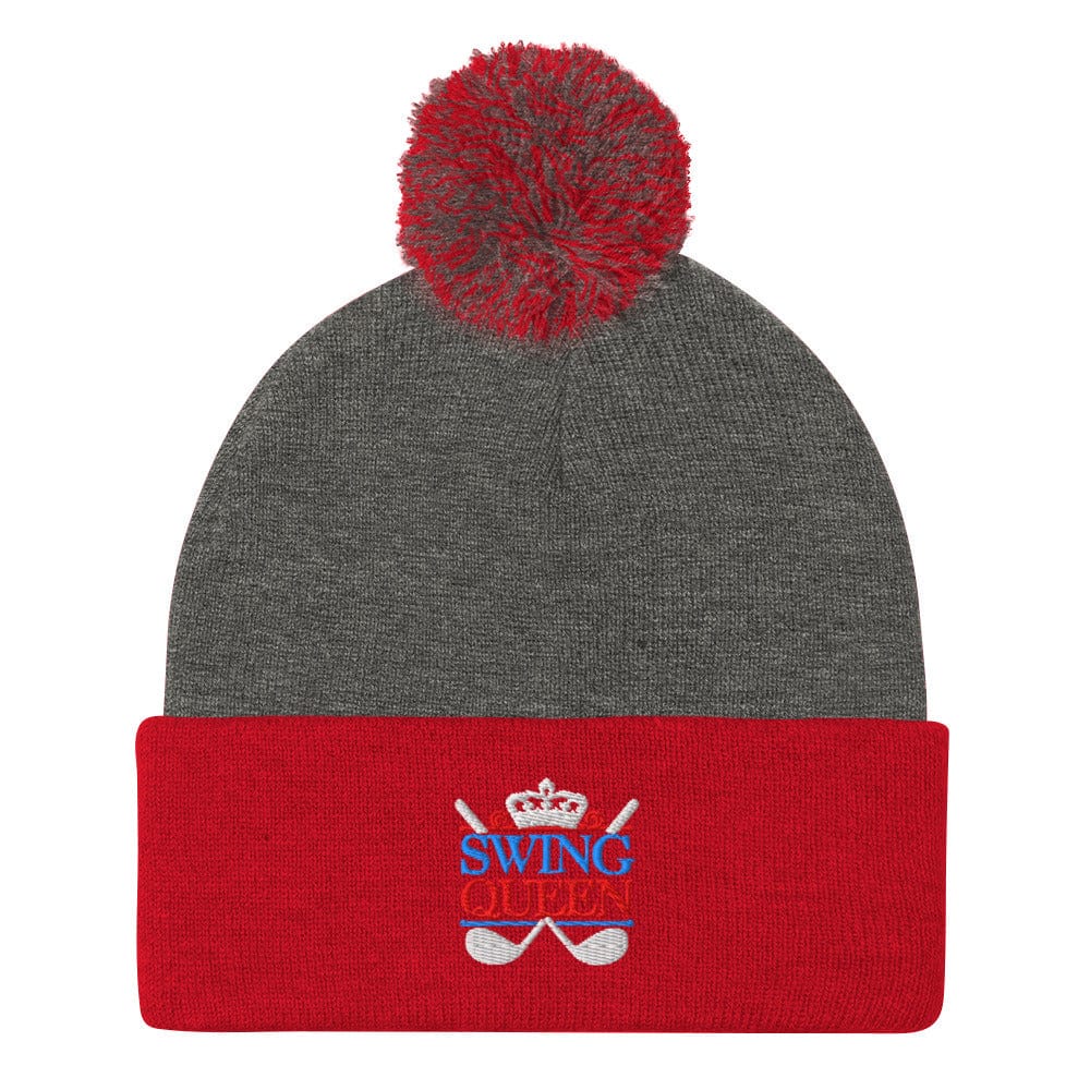 Swing Queen Embroidered Golf Pom-Pom Beanie - Funny Golf Tee by Swing Epic