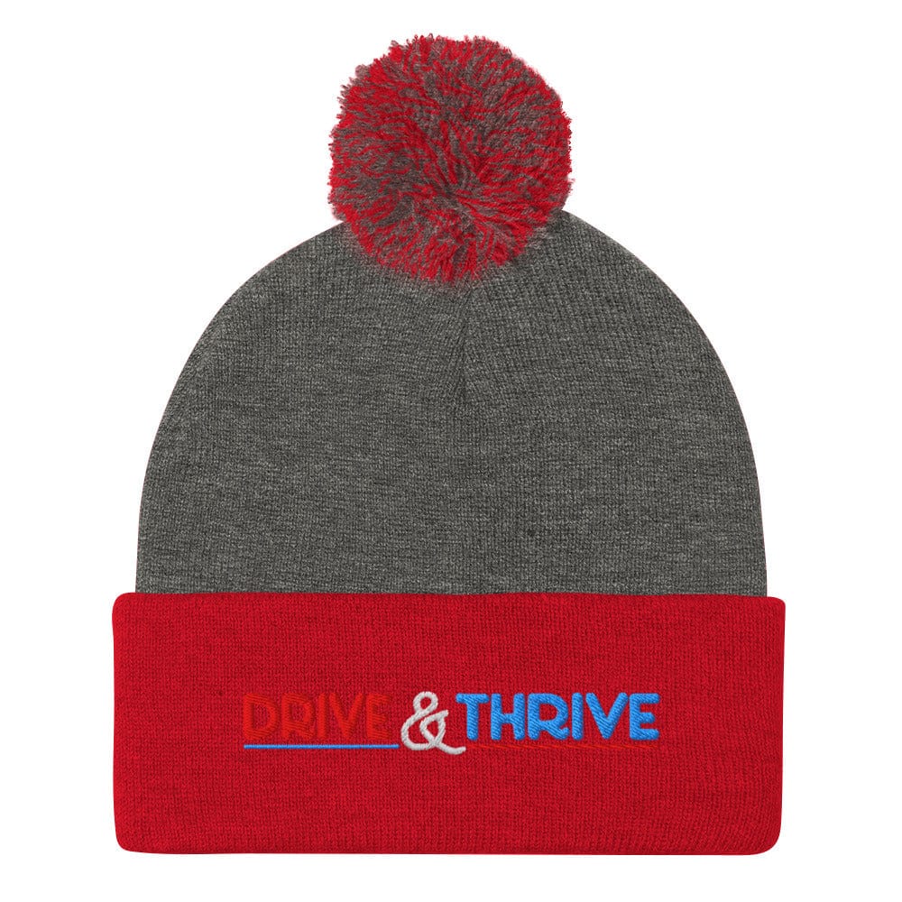 Drive & Thrive Embroidered Golf Pom-Pom Beanie - Funny Golf Tee by Swing Epic