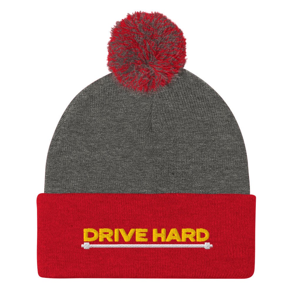 Drive Hard Embroidered Golf Pom-Pom Beanie - Funny Golf Tee by Swing Epic