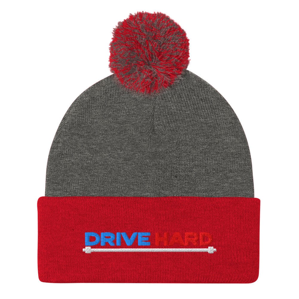 Drive Hard Embroidered Golf Pom-Pom Beanie - Funny Golf Tee by Swing Epic