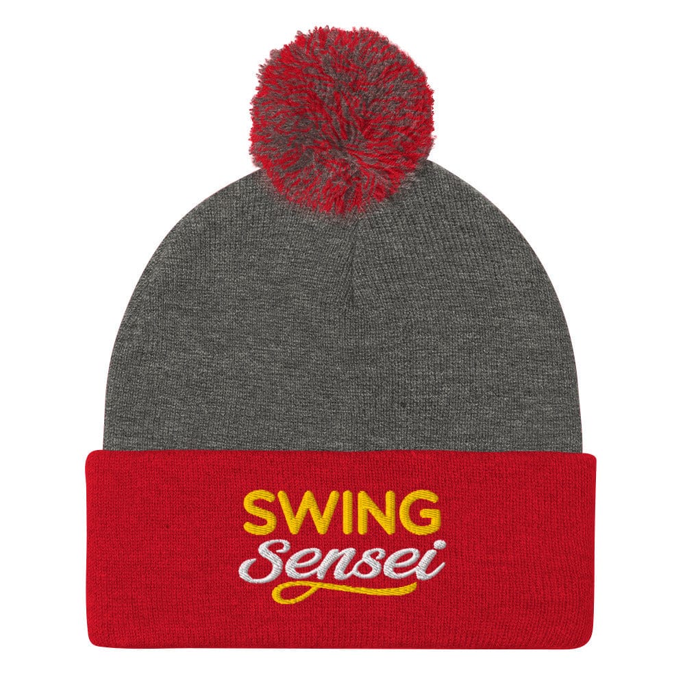 Swing Sensei Embroidered Golf Pom-Pom Beanie - Funny Golf Tee by Swing Epic