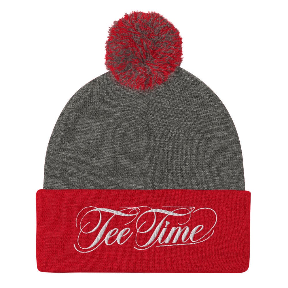Tee Time Engaging Fun Embroidered Golf Pom-Pom Beanie - Funny Golf Tee by Swing Epic