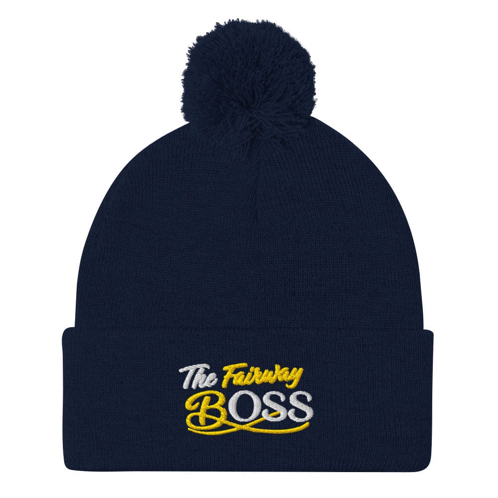 The Fairway Boss Sparkly Embroidered Golf Pom-Pom Beanie - Funny Golf Tee by Swing Epic