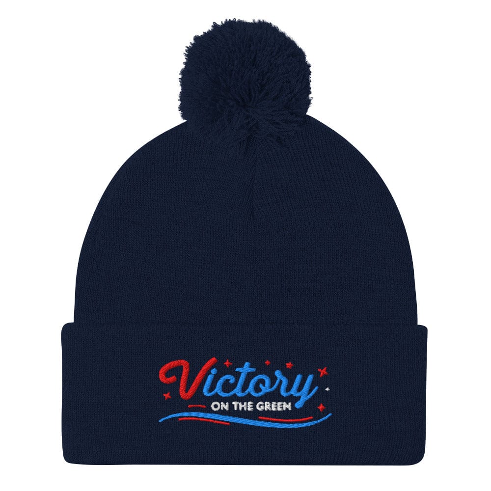 Victory On The Green Stylish Embroidered Golf Pom-Pom Beanie - Funny Golf Tee by Swing Epic
