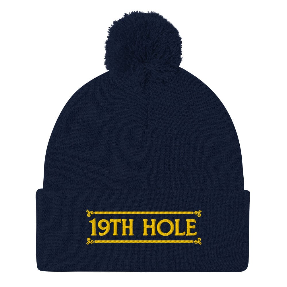 The 19th Hole Embroidered Golf Pom-Pom Beanie - Funny Golf Tee by Swing Epic