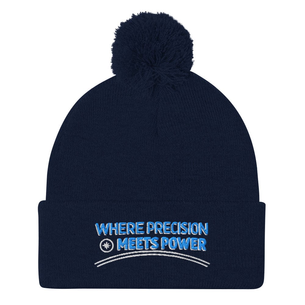 Where Precision Meets Power Embroidered Golf Pom-Pom Beanie - Funny Golf Tee by Swing Epic