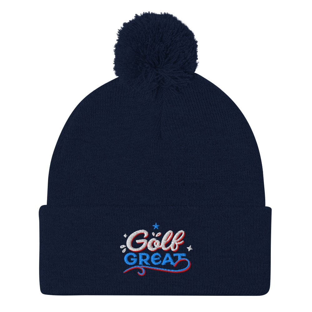 Golf Great Fun Design Embroidered Golf Pom-Pom Beanie - Funny Golf Tee by Swing Epic