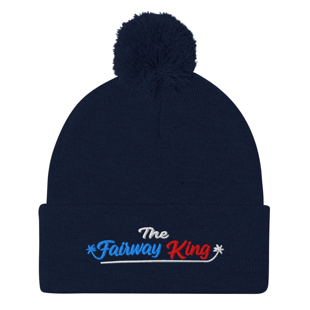 The Fairway King Embroidered Golf Pom-Pom Beanie - Funny Golf Tee by Swing Epic