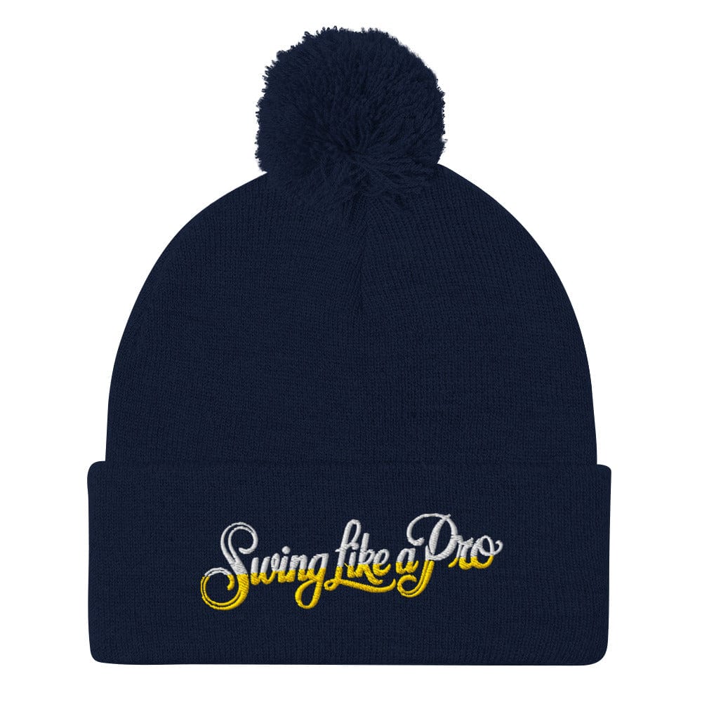Swing Like a Pro Quirky Embroidered Golf Pom-Pom Beanie - Funny Golf Tee by Swing Epic