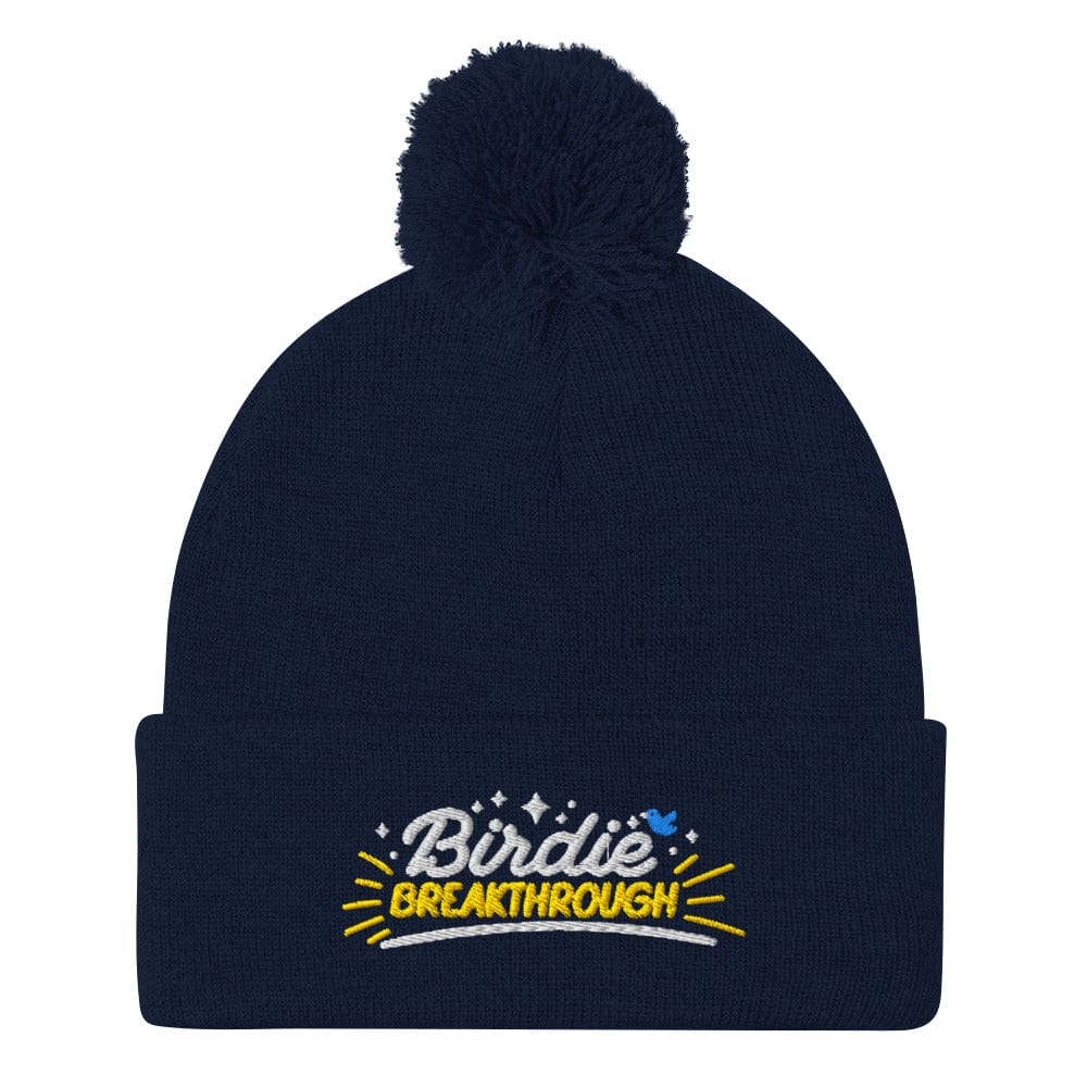 Birdie Breakthrough Fun Embroidered Golf Pom-Pom Beanie - Funny Golf Tee by Swing Epic