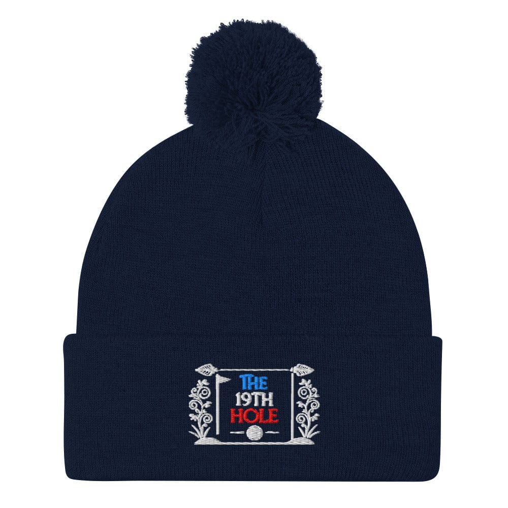 The 19th Hole Embroidered Golf Pom-Pom Beanie - Funny Golf Tee by Swing Epic