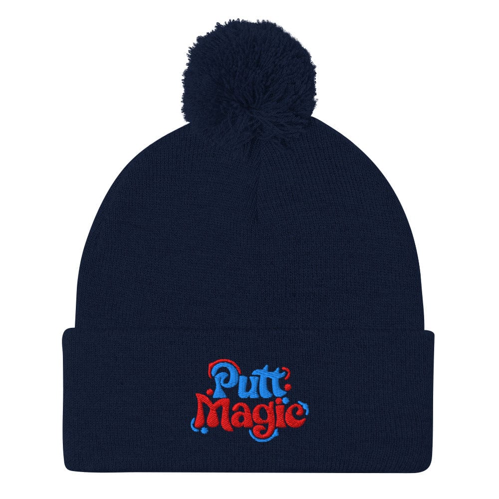 Putt Magic Quirky Embroidered Golf Pom-Pom Beanie - Funny Golf Tee by Swing Epic