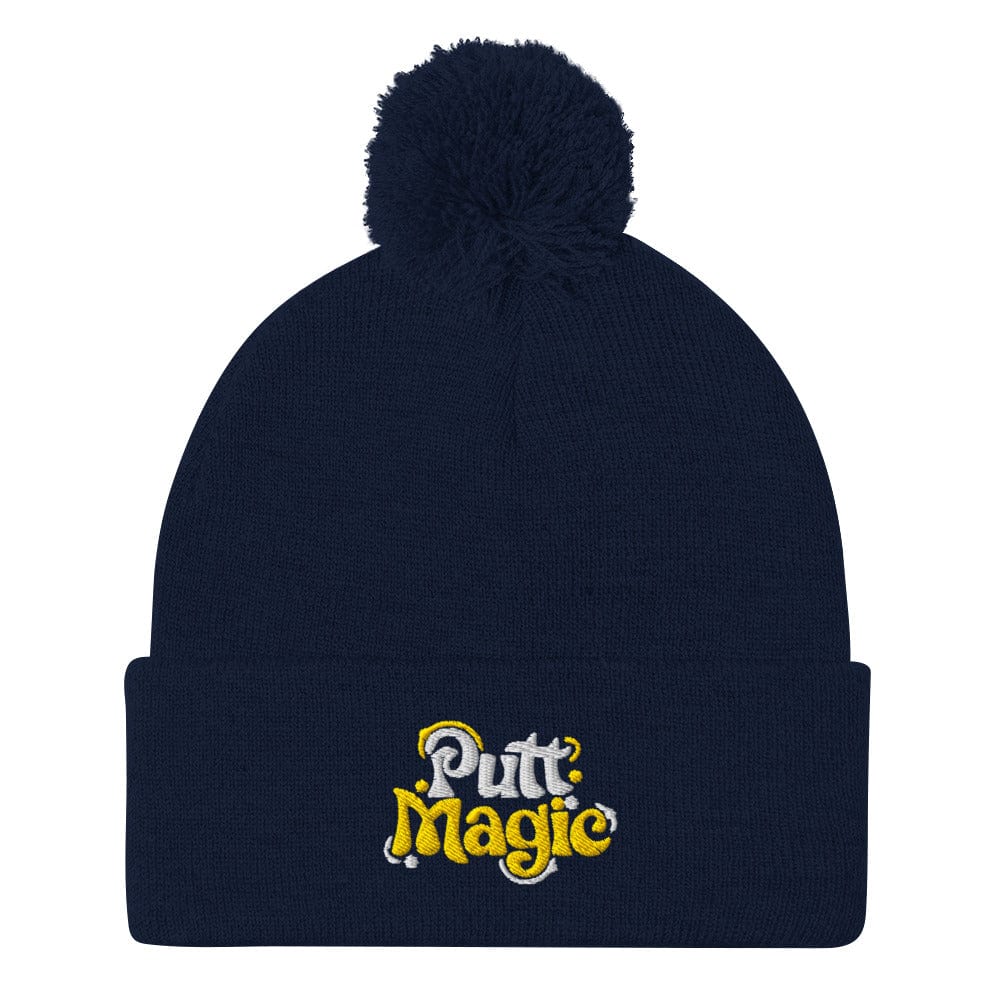 Putt Magic Embroidered Golf Pom-Pom Beanie - Funny Golf Tee by Swing Epic