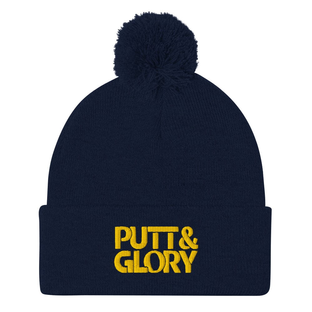Putt and Glory Embroidered Golf Pom-Pom Beanie - Funny Golf Tee by Swing Epic