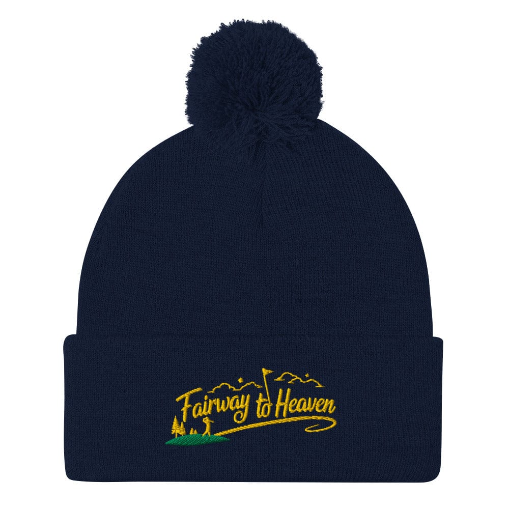 Fairway to Heaven Embroidered Golf Pom-Pom Beanie - Funny Golf Tee by Swing Epic