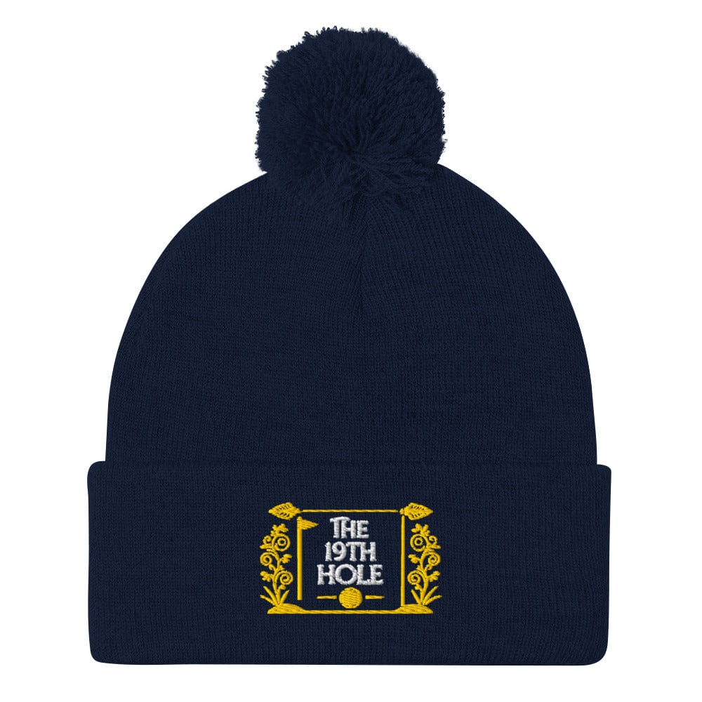The 19th Hole Embroidered Golf Pom-Pom Beanie - Funny Golf Tee by Swing Epic