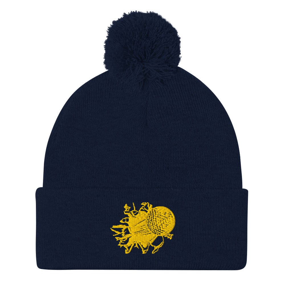 Golf Ball Breaking Barrier Funny Embroidered Golf Pom-Pom Beanie - Funny Golf Tee by Swing Epic