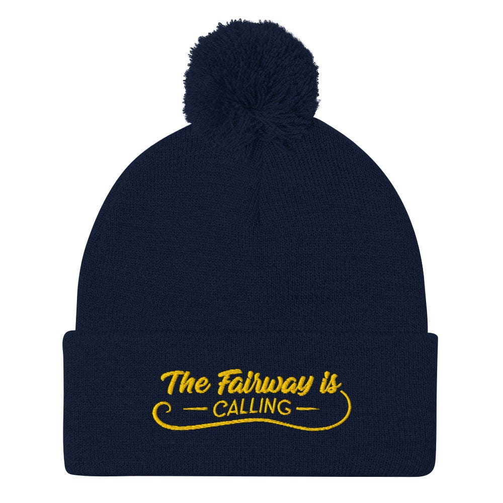 The Fairway Is Calling Quirky Embroidered Golf Pom-Pom Beanie - Funny Golf Tee by Swing Epic