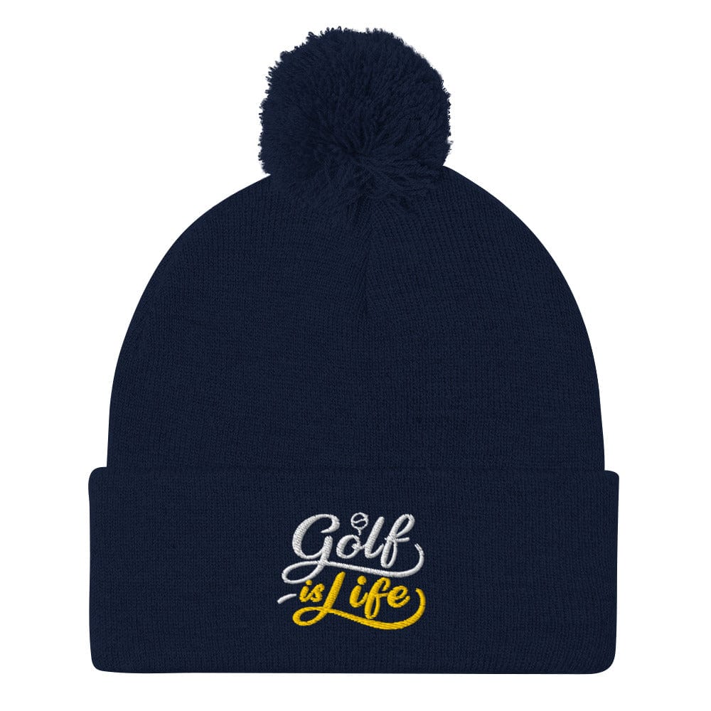Golf is Life Embroidered Golf Pom-Pom Beanie - Funny Golf Tee by Swing Epic