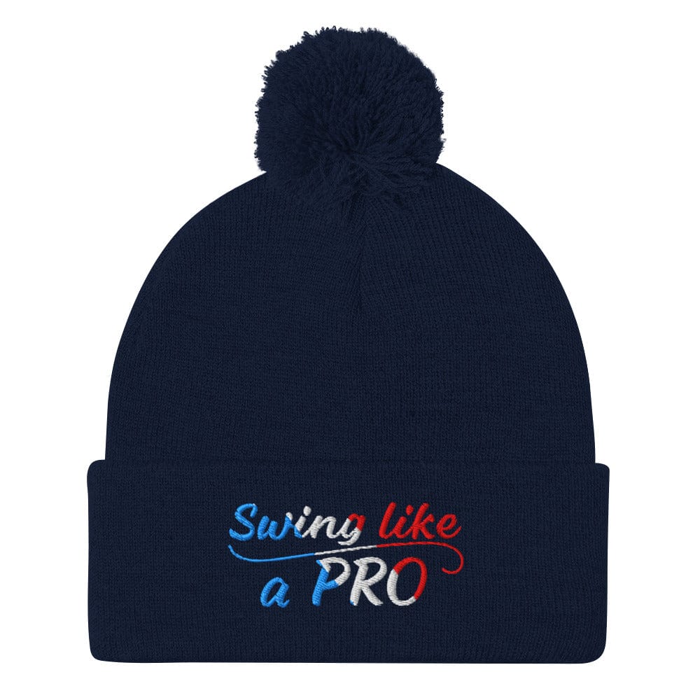 Swing Like A Pro Embroidered Golf Pom-Pom Beanie - Funny Golf Tee by Swing Epic