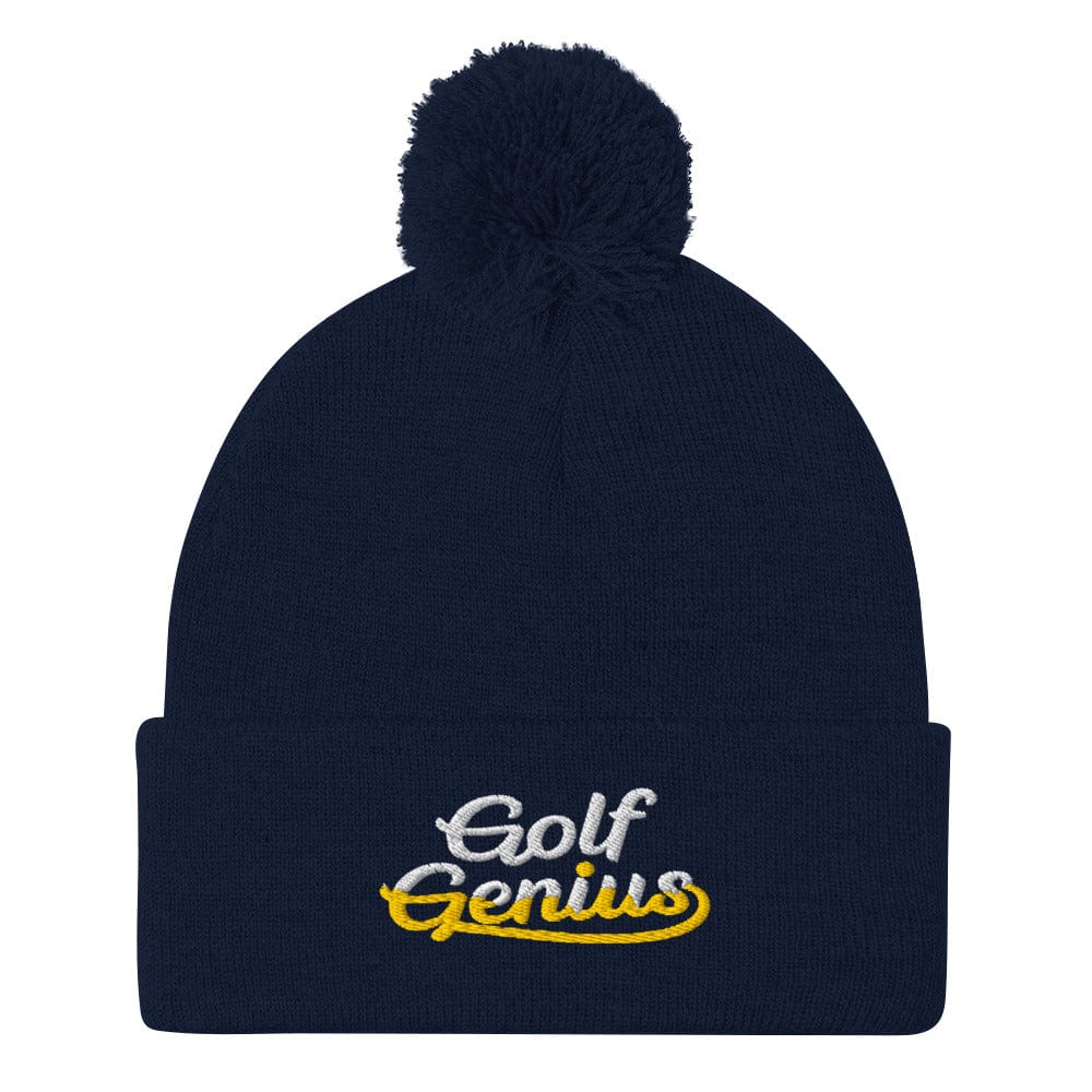 Golf Genius Fun Quirky Embroidered Golf Pom-Pom Beanie - Funny Golf Tee by Swing Epic