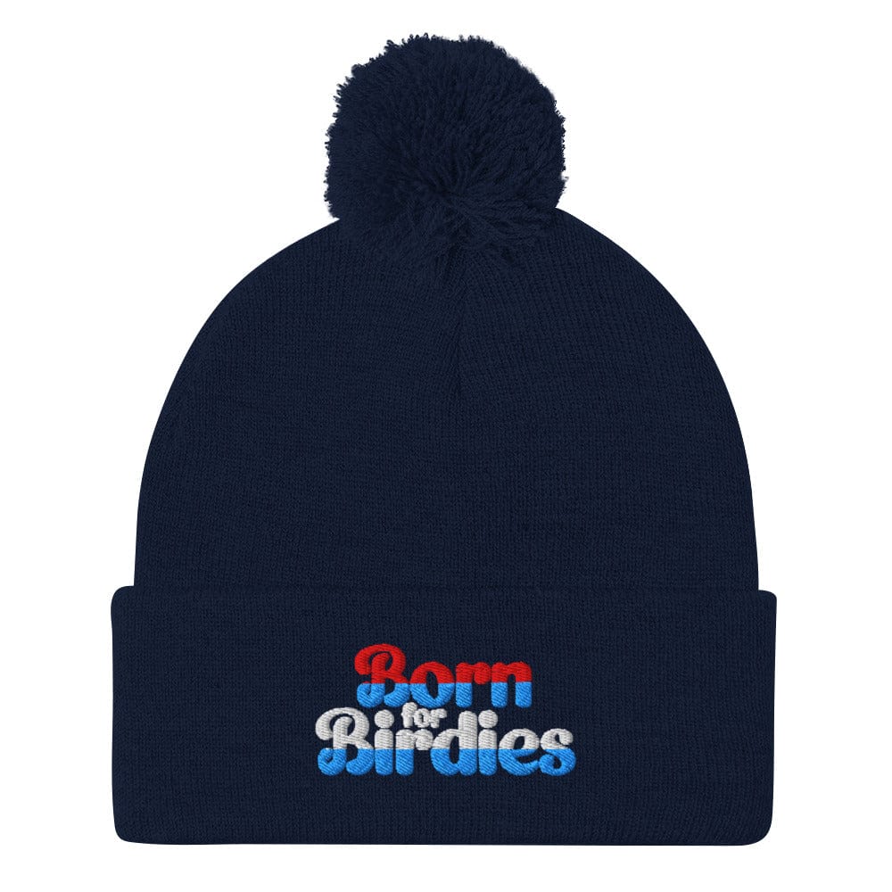 Born For Birdies Quirky Fun Embroidered Golf Pom-Pom Beanie - Funny Golf Tee by Swing Epic