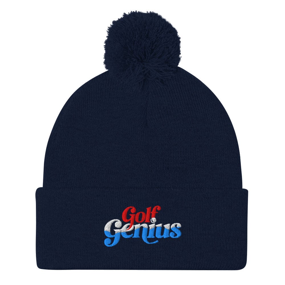 Golf Genius Embroidered Golf Pom-Pom Beanie - Funny Golf Tee by Swing Epic