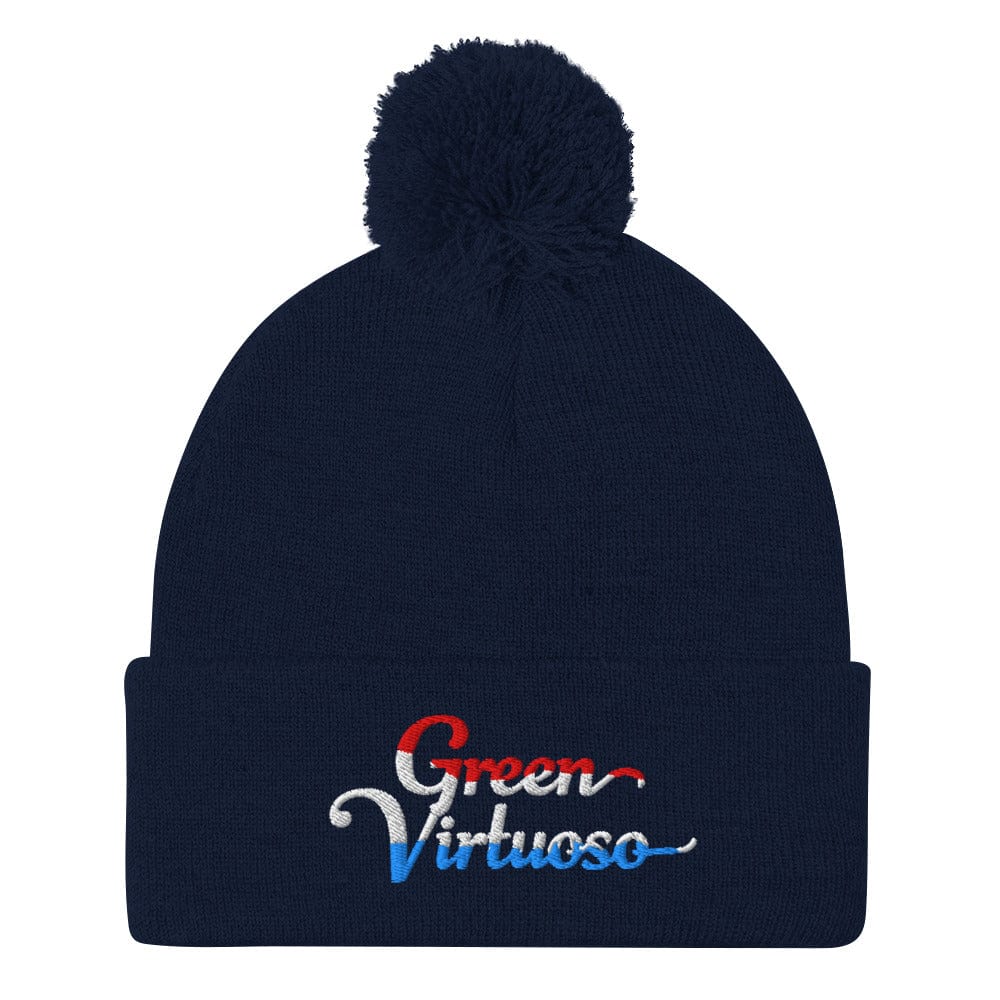 Green Virtuoso Fun Embroidered Golf Pom-Pom Beanie - Funny Golf Tee by Swing Epic
