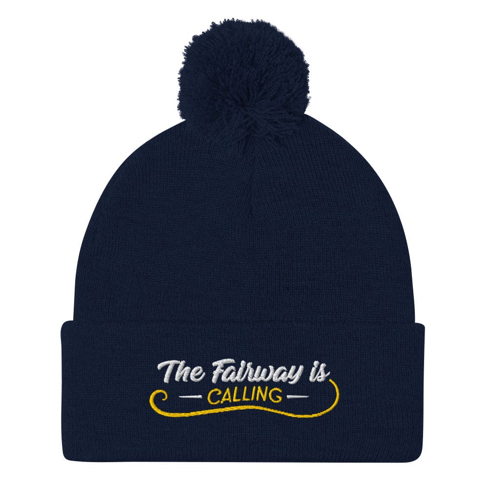 The Fairway Is Calling Quirky Embroidered Golf Pom-Pom Beanie - Funny Golf Tee by Swing Epic