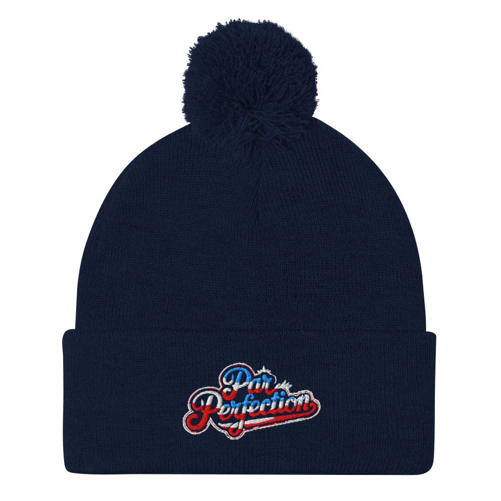 Par Perfection Embroidered Golf Pom-Pom Beanie - Funny Golf Tee by Swing Epic