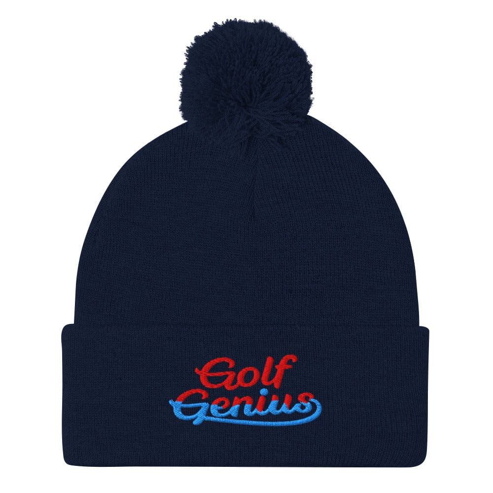 Golf Genius Fun Quirky Embroidered Golf Pom-Pom Beanie - Funny Golf Tee by Swing Epic