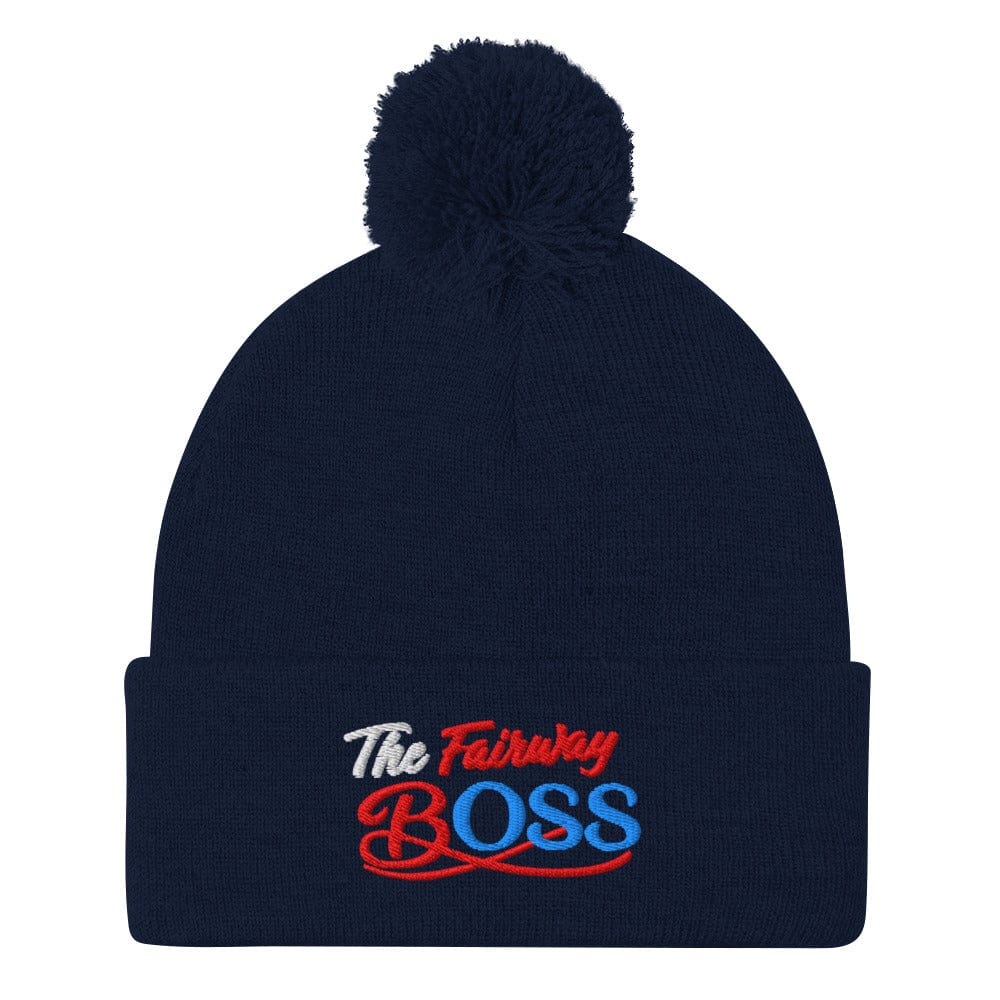 The Fairway Boss Sparkly Embroidered Golf Pom-Pom Beanie - Funny Golf Tee by Swing Epic
