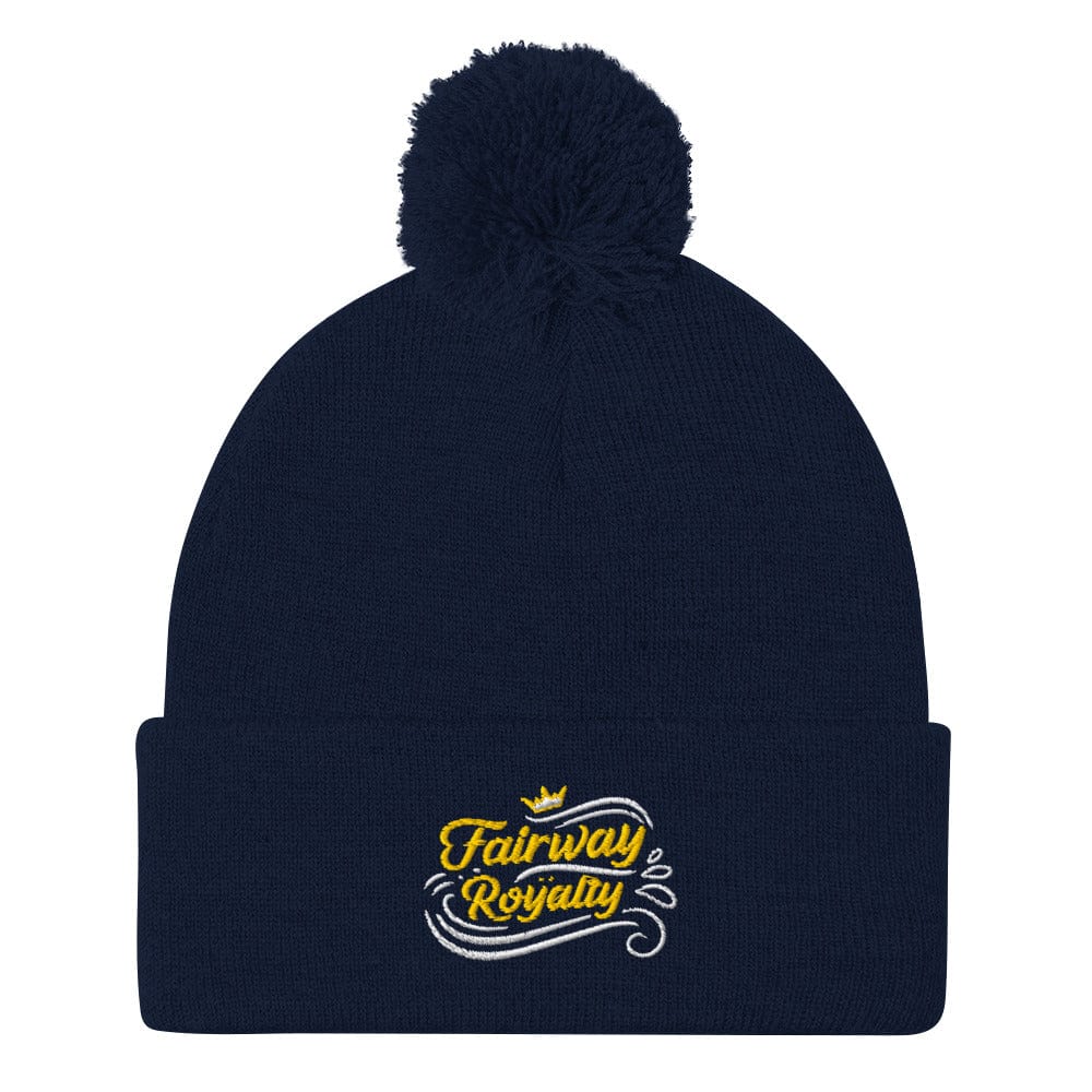 Fairway Royalty Embroidered Golf Pom-Pom Beanie - Funny Golf Tee by Swing Epic