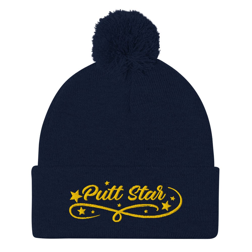 Putt Star Quirky Spirit Embroidered Golf Pom-Pom Beanie - Funny Golf Tee by Swing Epic