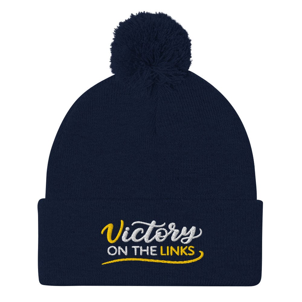 Victory on the Links Embroidered Golf Pom-Pom Beanie - Funny Golf Tee by Swing Epic